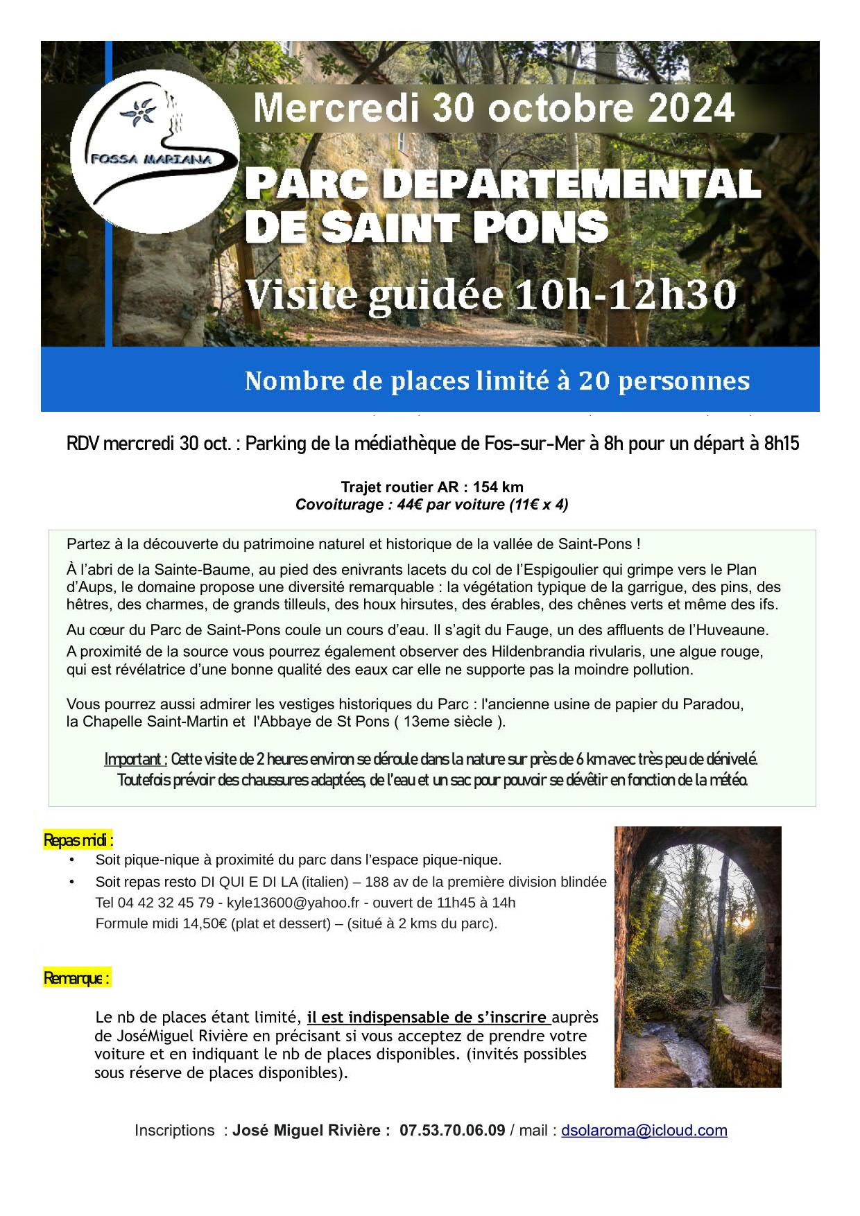 30 oct 2024 visite guidee parc de st pons