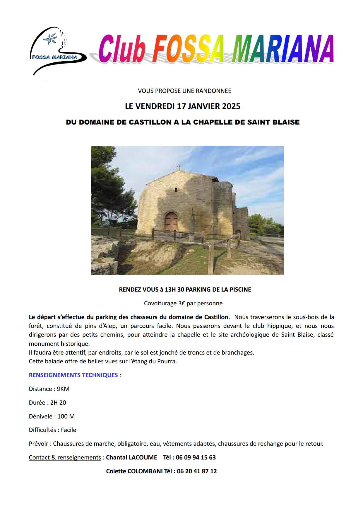 Randonnee castillon st blaise 17 janvier 2025 1